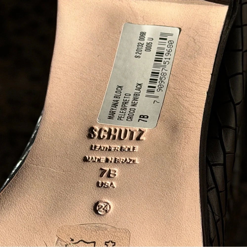 SCHUTZ Black Croc-Embossed Heeled Boots - Picture 3 of 7